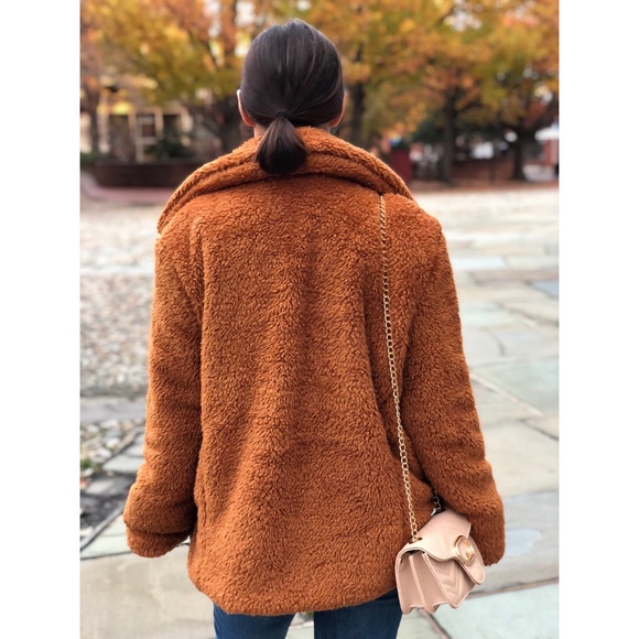 🆕Myra Rust Brown Faux Fur Teddy Coat - Picture 7 of 8